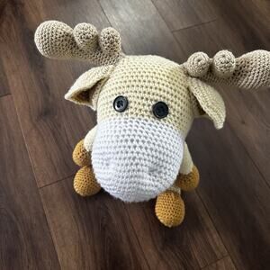 Super Cute Handmade Medium/Large Crochet Moose Kids Stuffed Animal Decor Knit